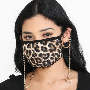 Leopard Face Mask with Removeable Necklace